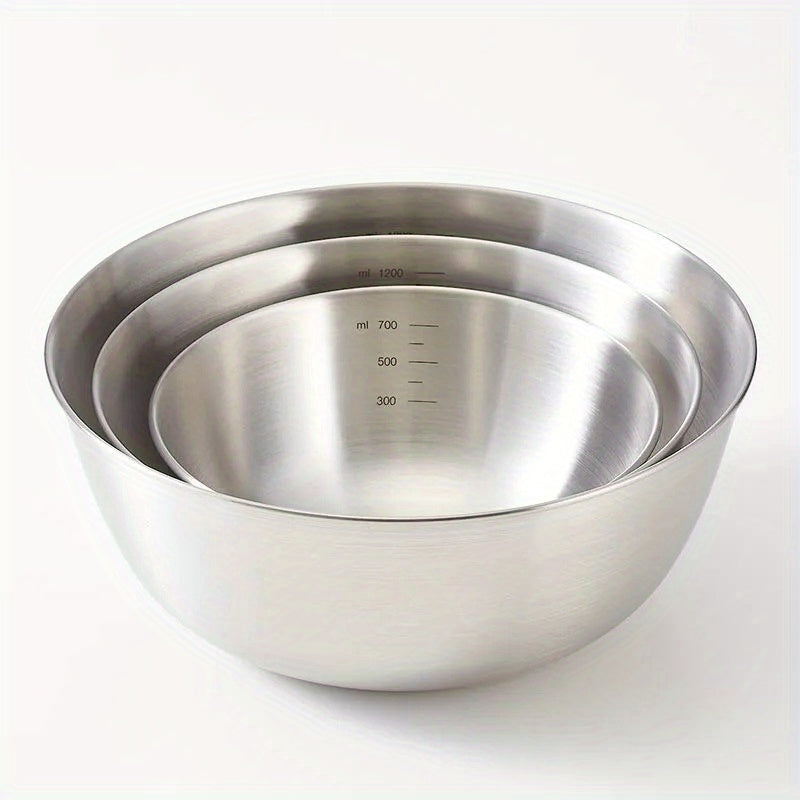 Scratch Resistant Stainless Steel Mixing Bowls 3/9Pcs | Great Holiday Baking Gift Kitchen Accessories