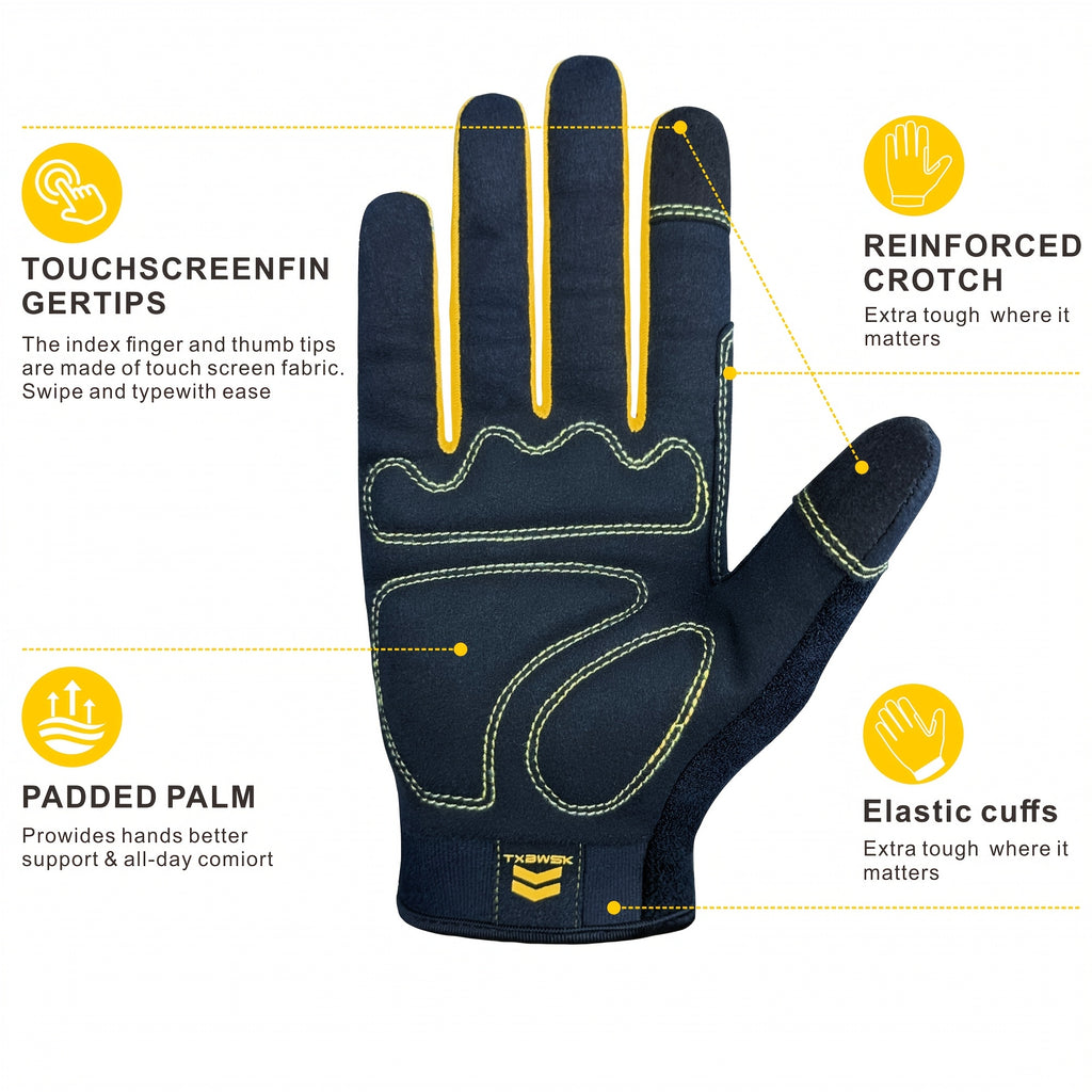 Touch Screen Universal Work Gloves for Men & Women | Breathable Mechanic Gardening Outdoor Working Gloves