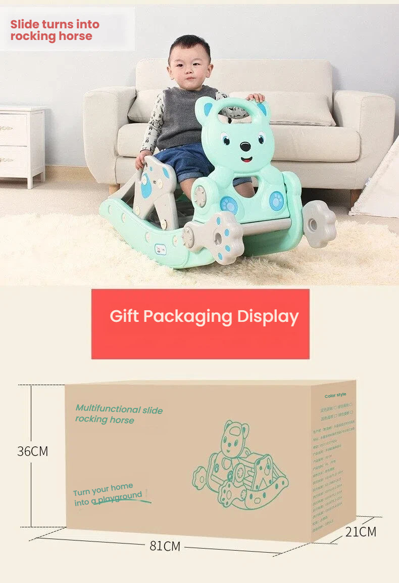 Rocking horse + slide with built-in music. Safe, sturdy and entertaining for toddlers. Ideal birthday present for your kids