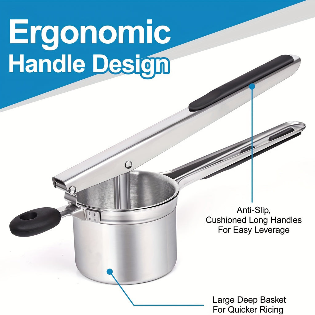 Stainless Steel Potato Ricer with Hanging Hook,3 Interchangeable Discs Heavy Duty Potato Press,Mashed Potato & Spaetzle Maker,Easy Hang Storage Potato Masher for Fluffy Creamy Mashed Potatoes Kitchen Gadget