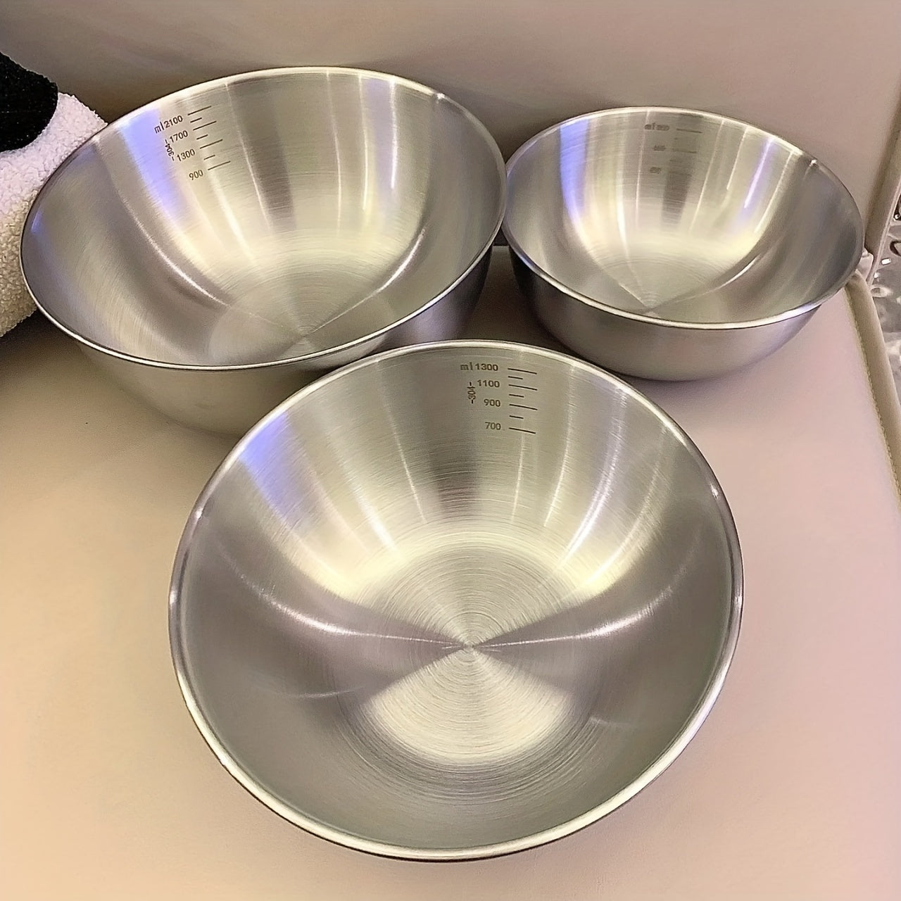 Scratch Resistant Stainless Steel Mixing Bowls 3/9Pcs | Great Holiday Baking Gift Kitchen Accessories