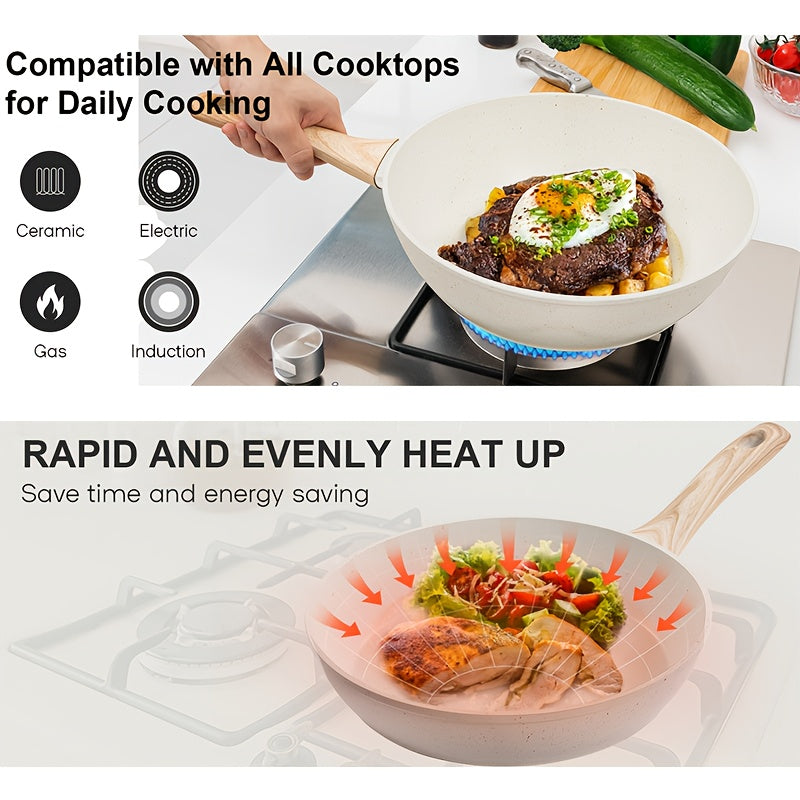 Granite Non-Stick 12Pcs Pots & Pans Set | Induction All Stovetop Cookware Kit with Lids & Pan Protectors, Durable Complete Cooking Set