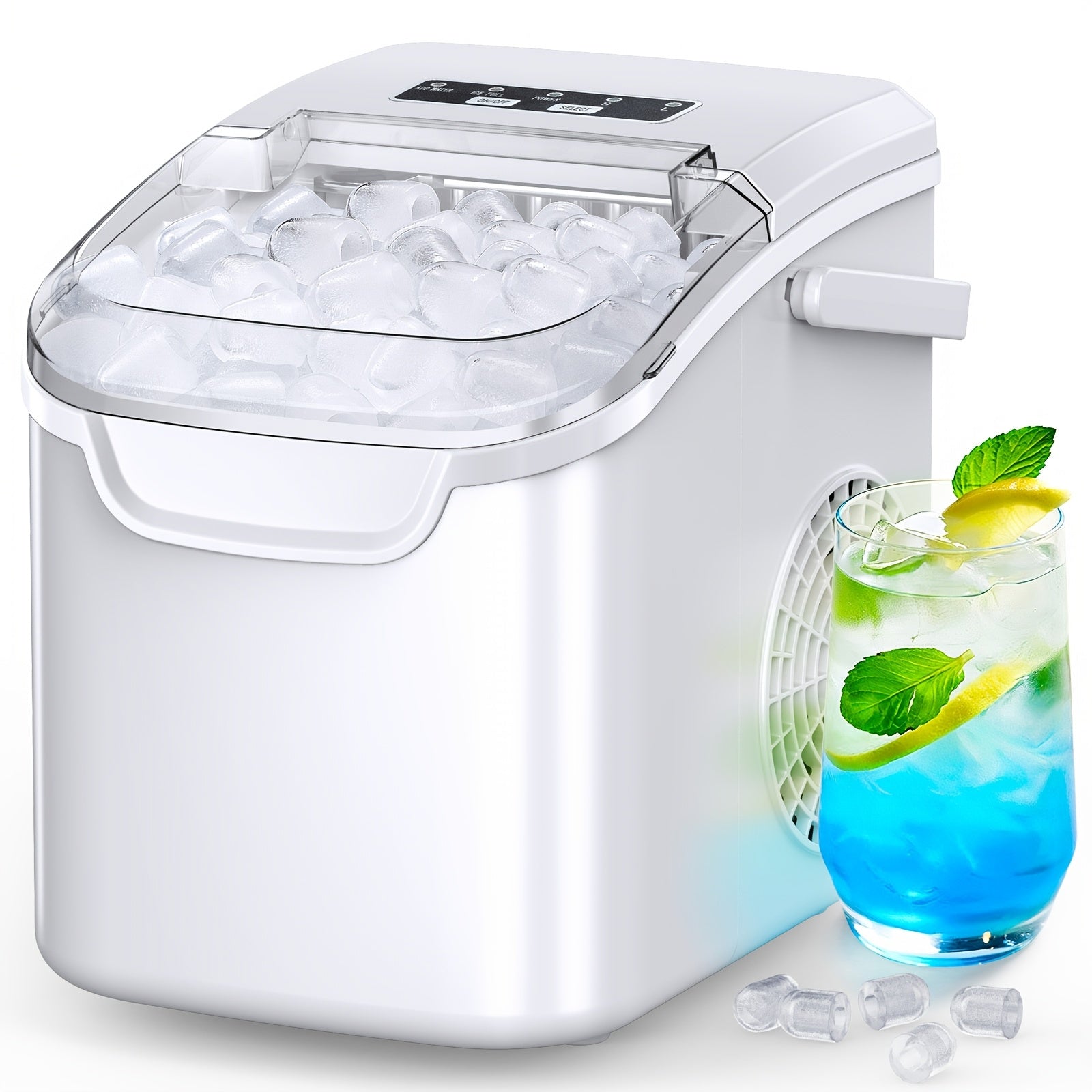 Countertop Ice Maker Machine 8 Mins Fast Ice 26.5Lbs Daily
