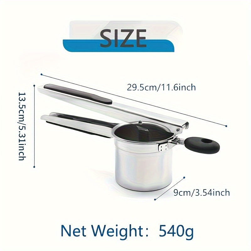 Stainless Steel Potato Ricer with Hanging Hook,3 Interchangeable Discs Heavy Duty Potato Press,Mashed Potato & Spaetzle Maker,Easy Hang Storage Potato Masher for Fluffy Creamy Mashed Potatoes Kitchen Gadget