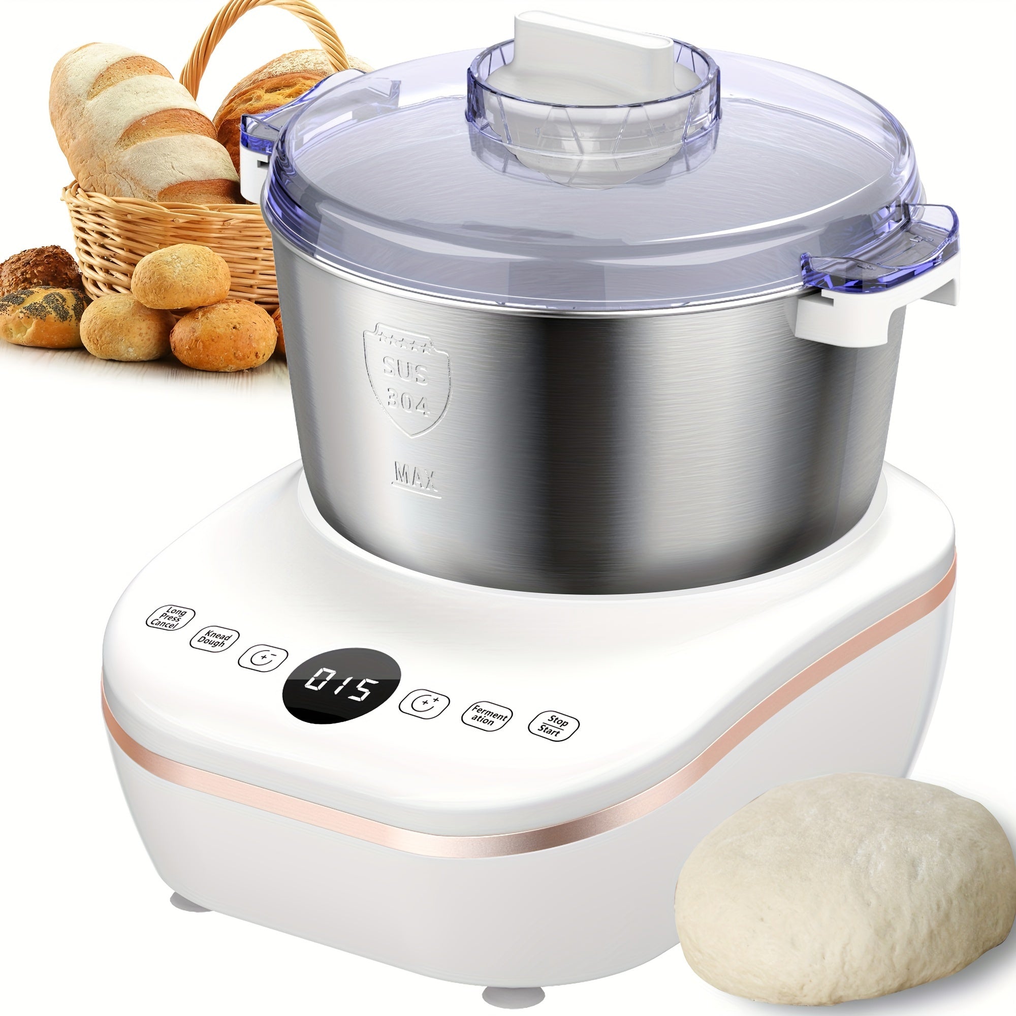 7QT 304 Stainless Steel Electric Dough Maker Constant Temperature Ferment Bread Pizza Cookie Mixer Ideal Gift