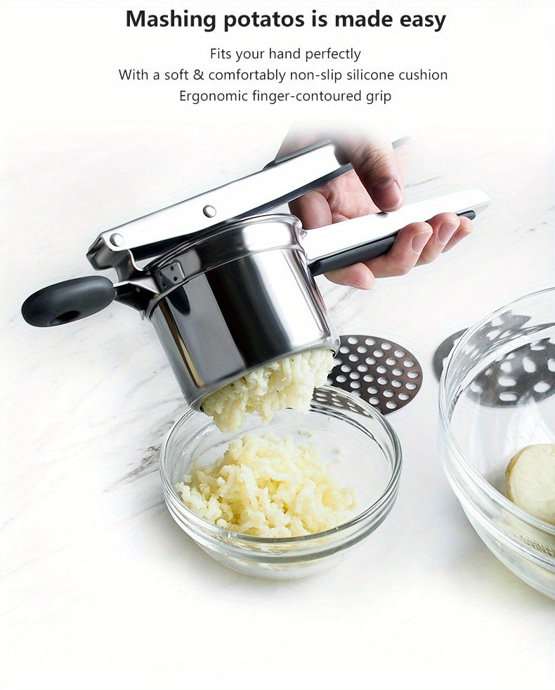 Stainless Steel Potato Ricer with Hanging Hook,3 Interchangeable Discs Heavy Duty Potato Press,Mashed Potato & Spaetzle Maker,Easy Hang Storage Potato Masher for Fluffy Creamy Mashed Potatoes Kitchen Gadget