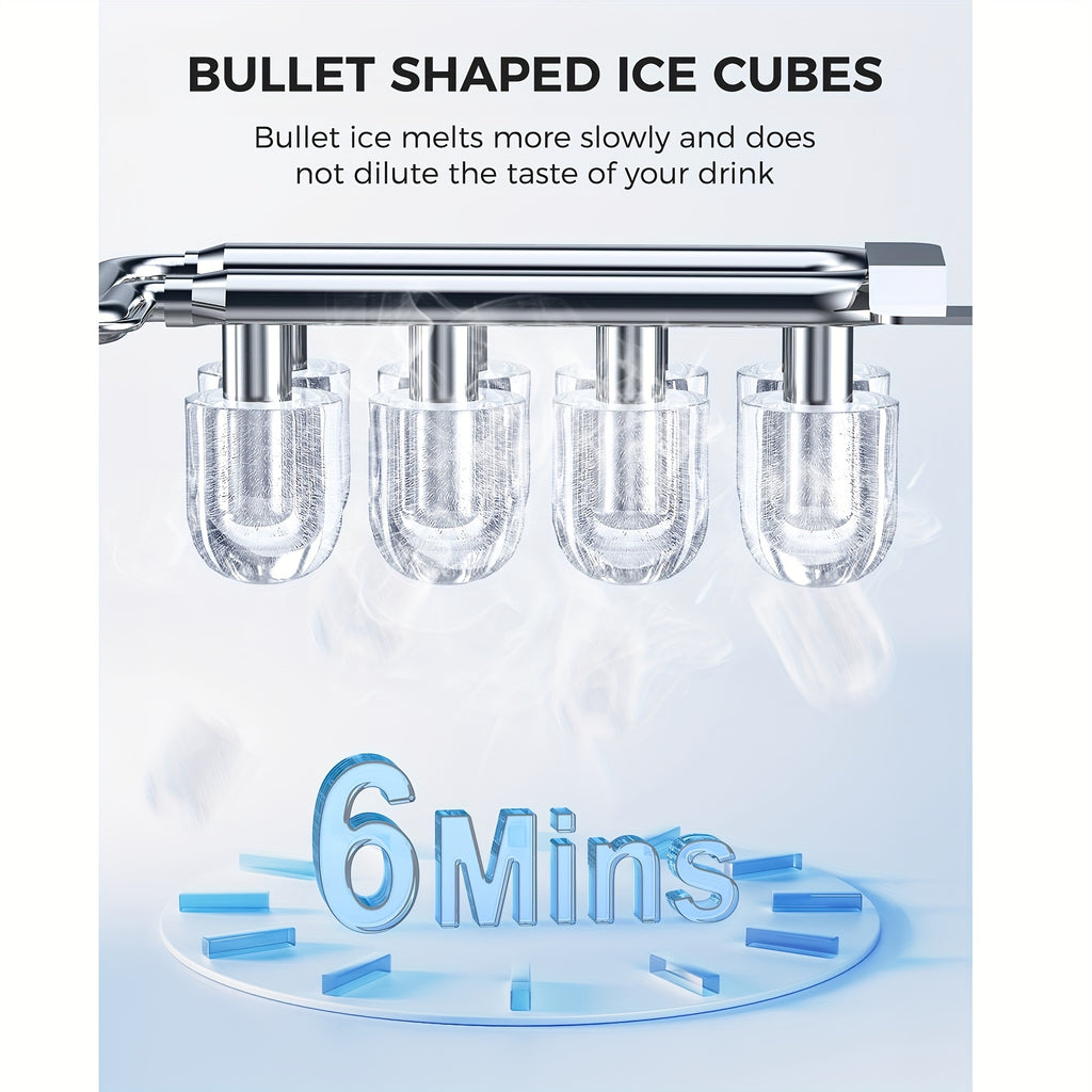 Countertop Ice Maker Machine 8 Mins Fast Ice 26.5Lbs Daily