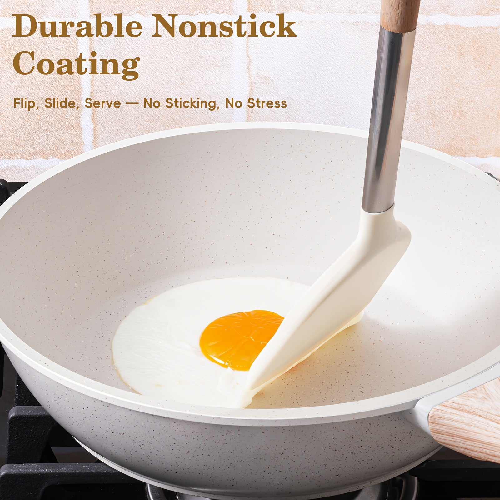 Granite Non-Stick 12Pcs Pots & Pans Set | Induction All Stovetop Cookware Kit with Lids & Pan Protectors, Durable Complete Cooking Set