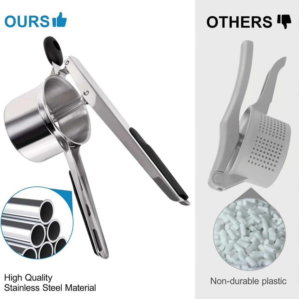 Stainless Steel Potato Ricer with Hanging Hook,3 Interchangeable Discs Heavy Duty Potato Press,Mashed Potato & Spaetzle Maker,Easy Hang Storage Potato Masher for Fluffy Creamy Mashed Potatoes Kitchen Gadget