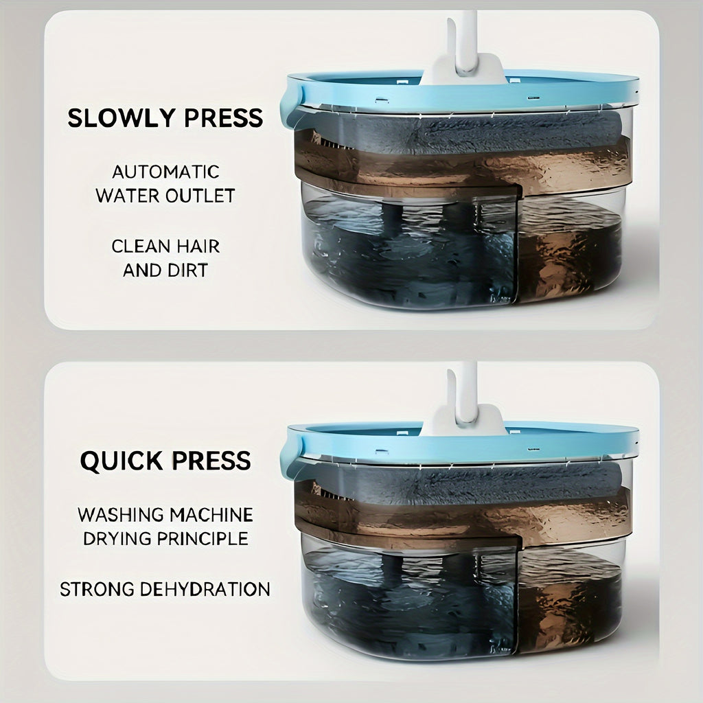 Wet Dry Spin Mop Set with 2 Microfiber Mop Pads