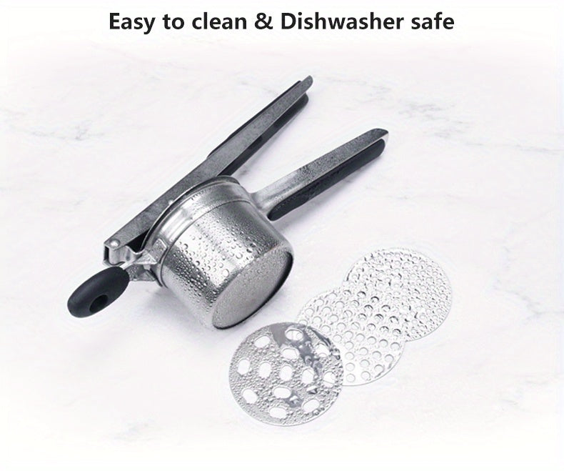 Stainless Steel Potato Ricer with Hanging Hook,3 Interchangeable Discs Heavy Duty Potato Press,Mashed Potato & Spaetzle Maker,Easy Hang Storage Potato Masher for Fluffy Creamy Mashed Potatoes Kitchen Gadget