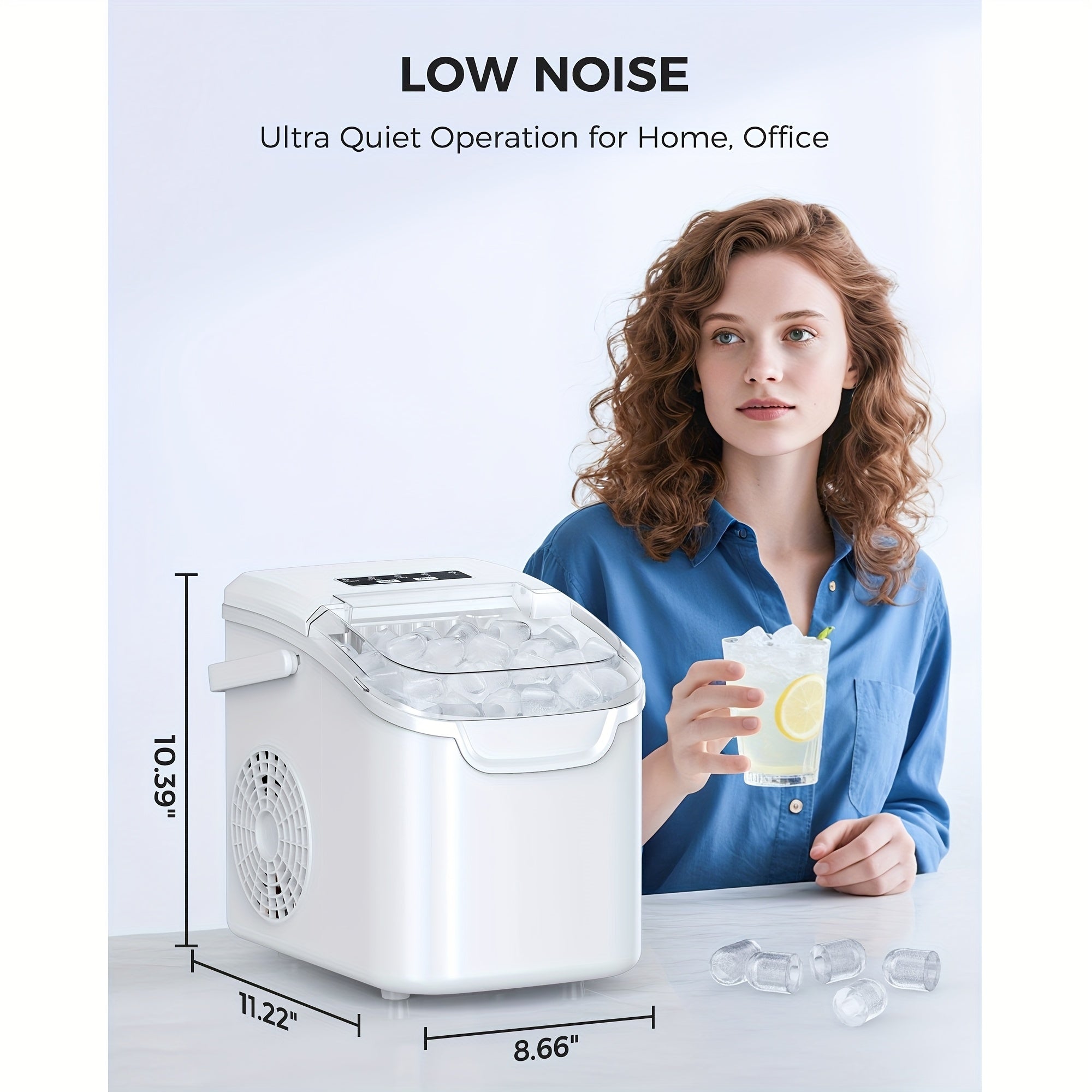 Countertop Ice Maker Machine 8 Mins Fast Ice 26.5Lbs Daily
