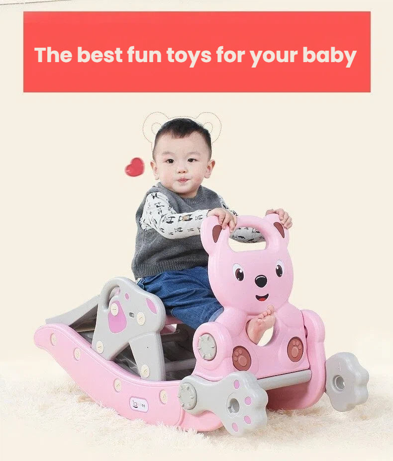 Rocking horse + slide with built-in music. Safe, sturdy and entertaining for toddlers. Ideal birthday present for your kids