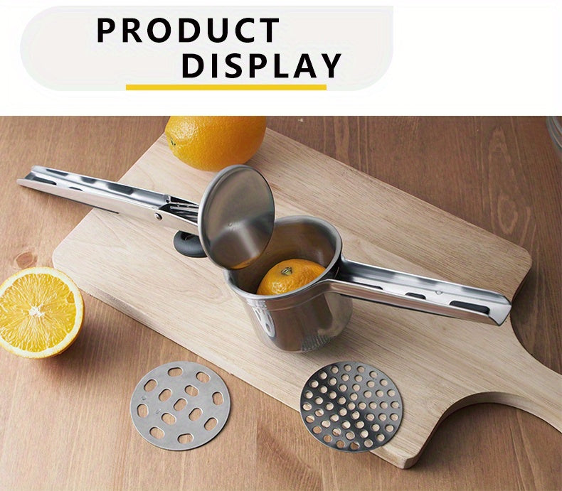Stainless Steel Potato Ricer with Hanging Hook,3 Interchangeable Discs Heavy Duty Potato Press,Mashed Potato & Spaetzle Maker,Easy Hang Storage Potato Masher for Fluffy Creamy Mashed Potatoes Kitchen Gadget