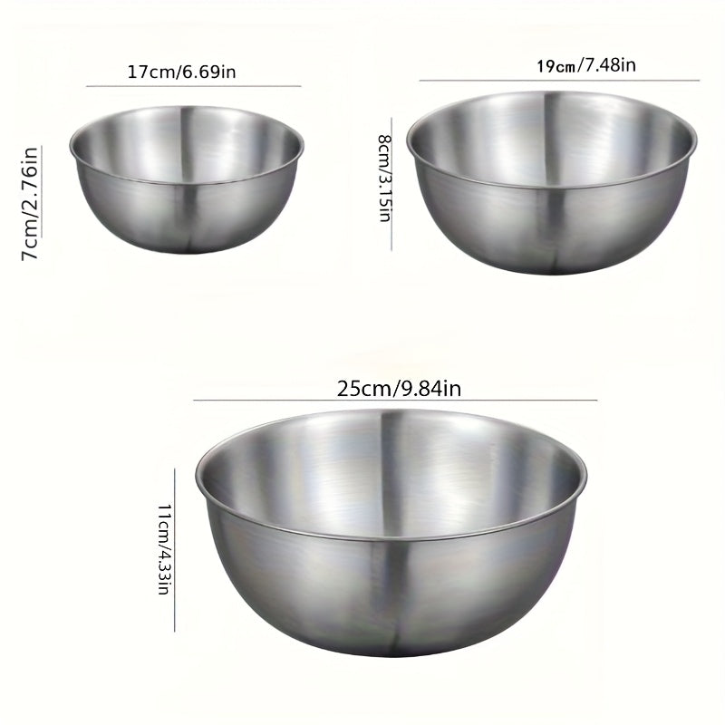 Scratch Resistant Stainless Steel Mixing Bowls 3/9Pcs | Great Holiday Baking Gift Kitchen Accessories
