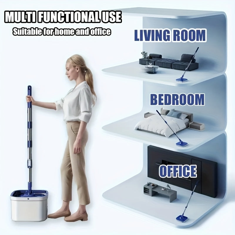 Wet Dry Spin Mop Set with 2 Microfiber Mop Pads