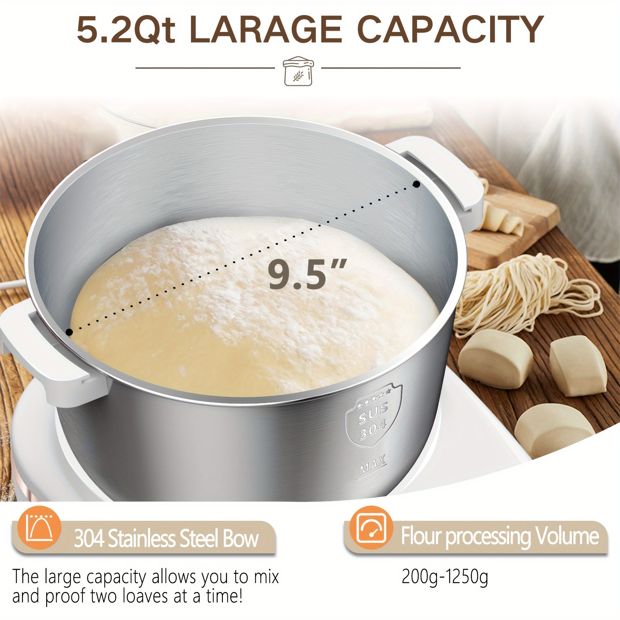 7QT 304 Stainless Steel Electric Dough Maker Constant Temperature Ferment Bread Pizza Cookie Mixer Ideal Gift