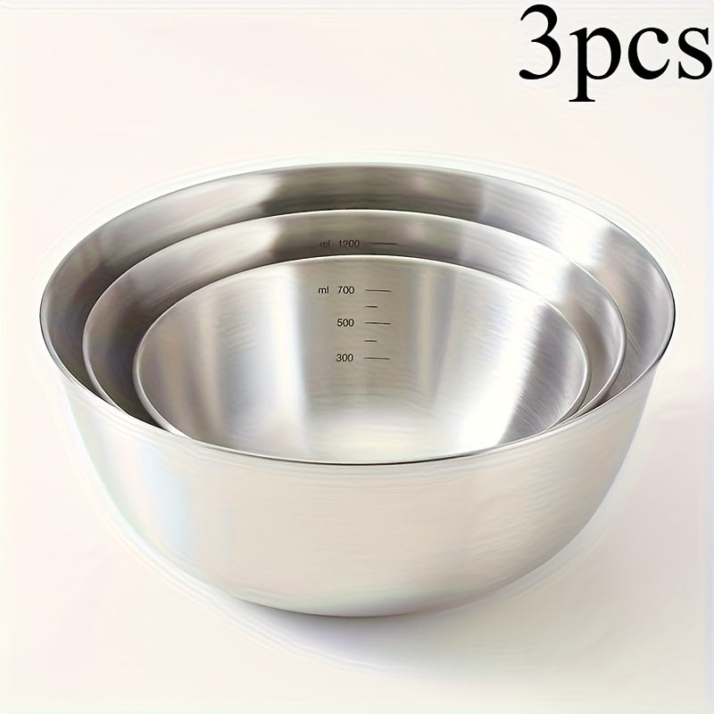 Scratch Resistant Stainless Steel Mixing Bowls 3/9Pcs | Great Holiday Baking Gift Kitchen Accessories