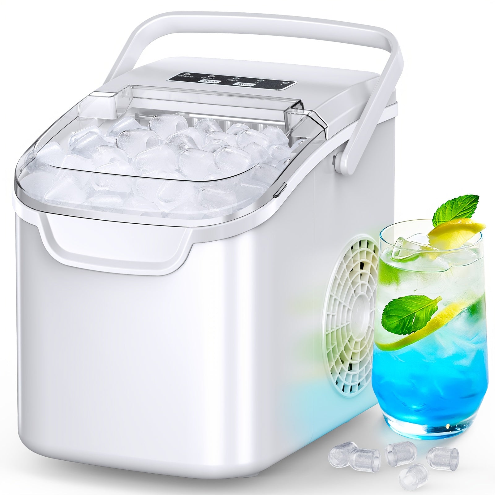 Countertop Ice Maker Machine 8 Mins Fast Ice 26.5Lbs Daily