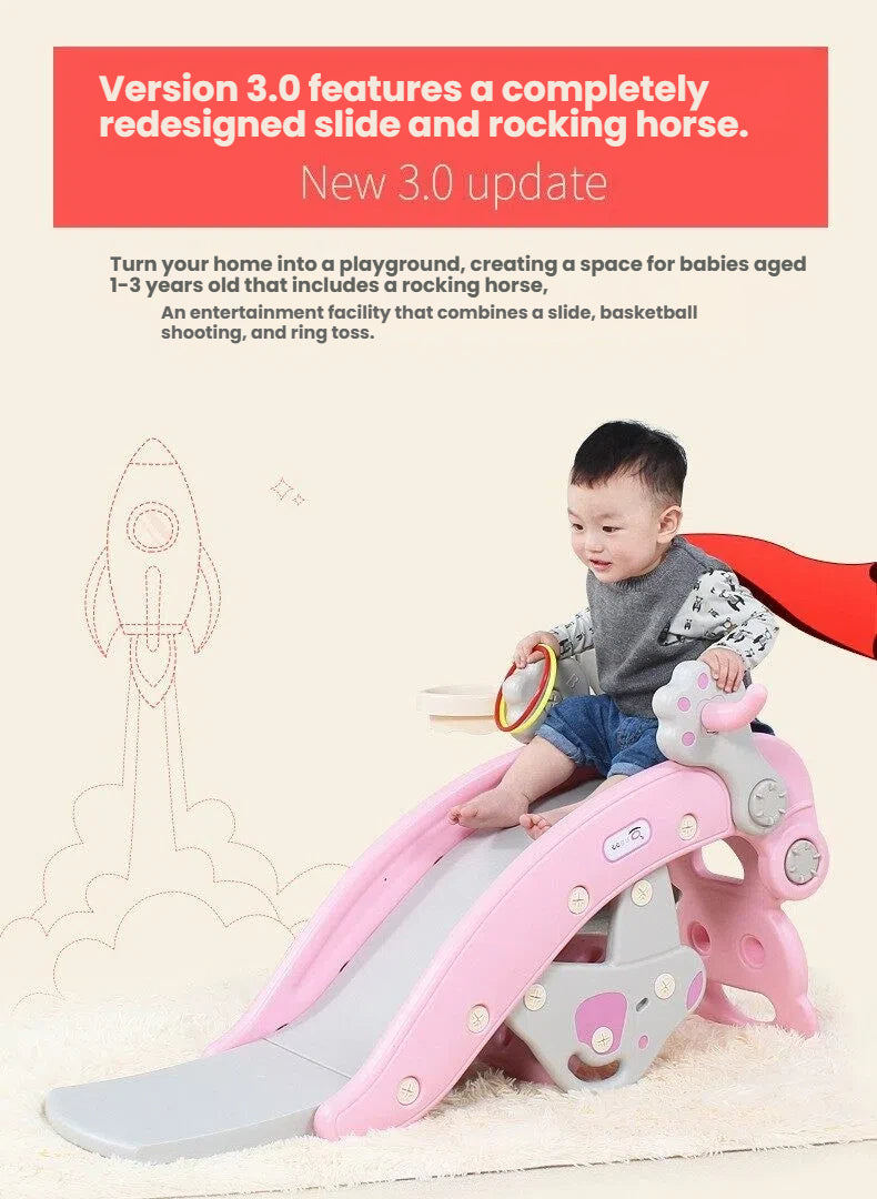 Rocking horse + slide with built-in music. Safe, sturdy and entertaining for toddlers. Ideal birthday present for your kids