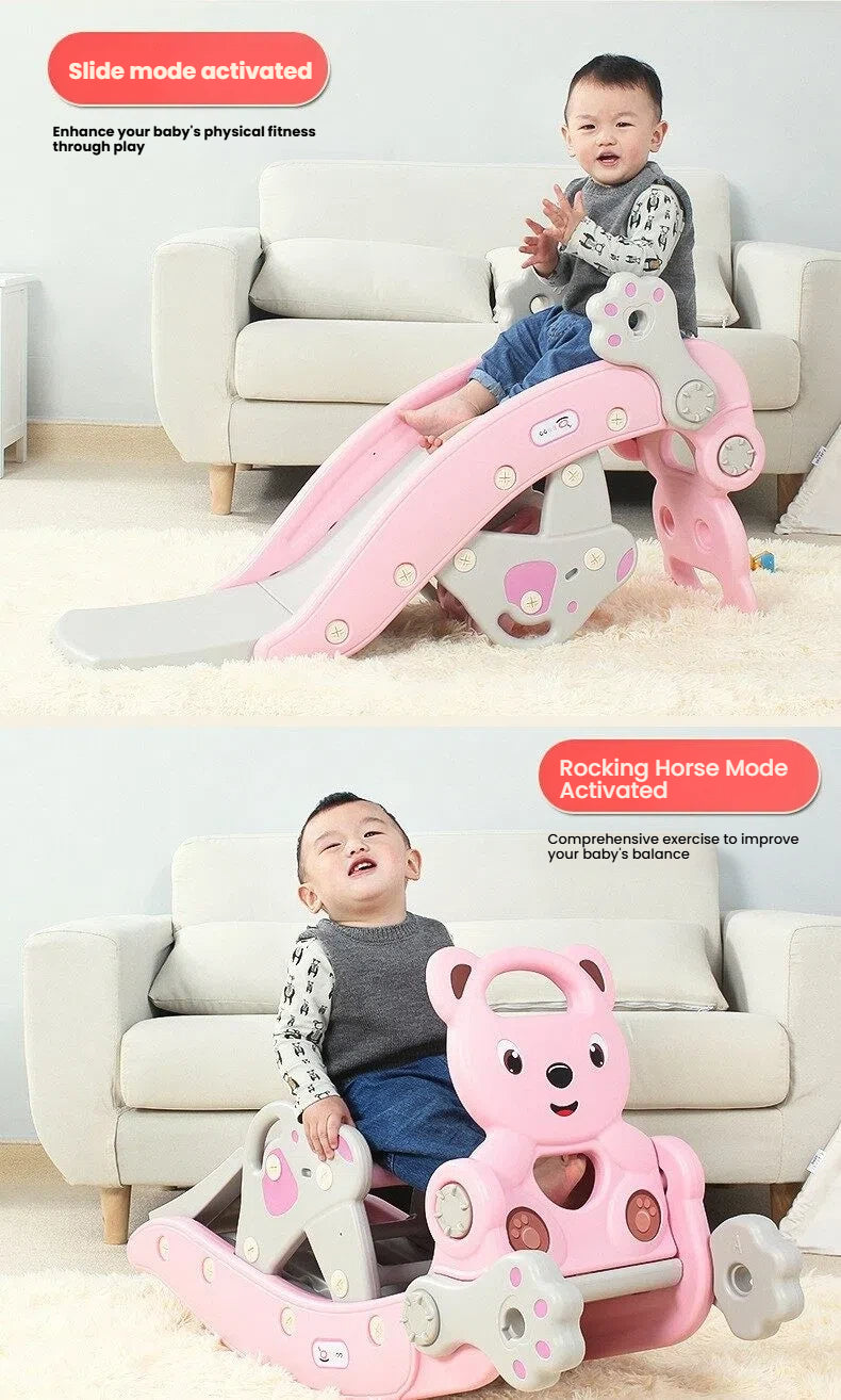 Rocking horse + slide with built-in music. Safe, sturdy and entertaining for toddlers. Ideal birthday present for your kids