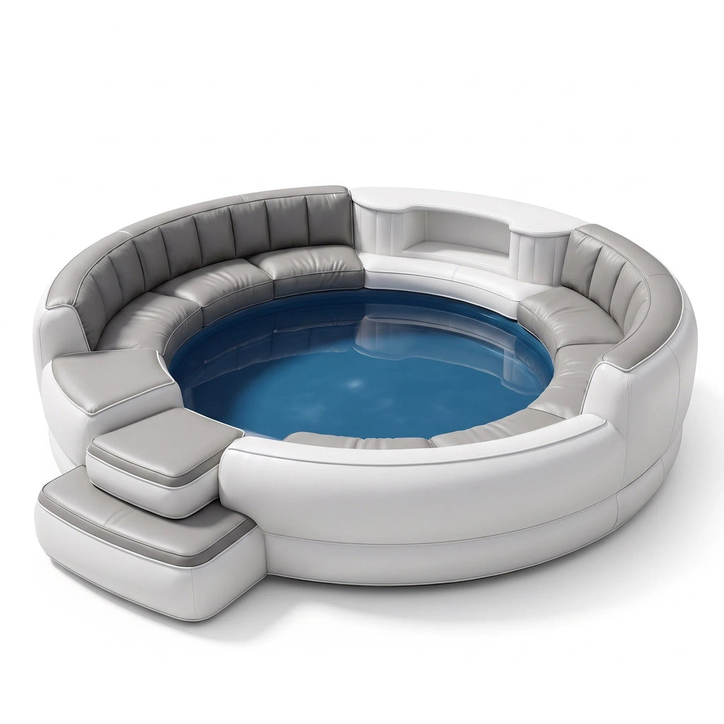 utdoor Oversized Inflatable Swim Pool With Shade Canopy Cushioned Seating Patio Spa