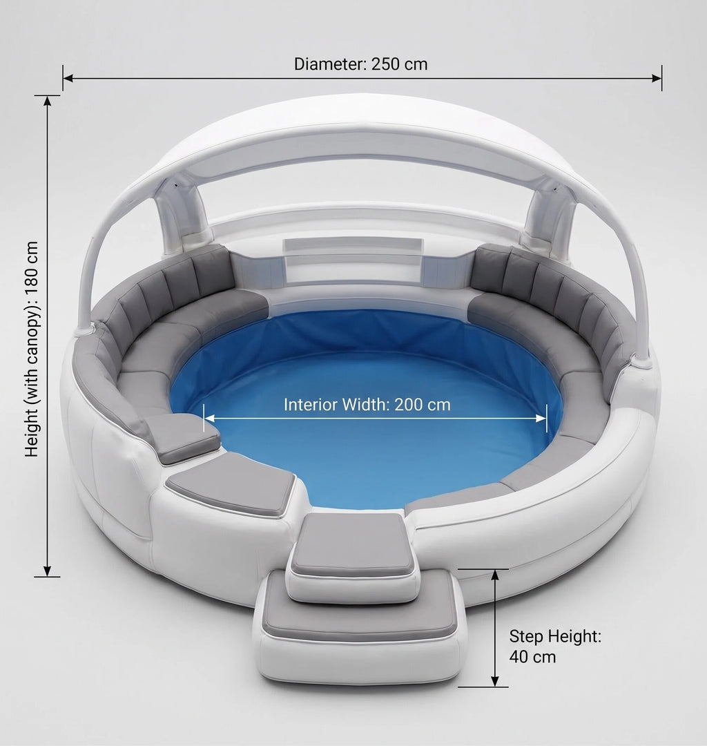 utdoor Oversized Inflatable Swim Pool With Shade Canopy Cushioned Seating Patio Spa