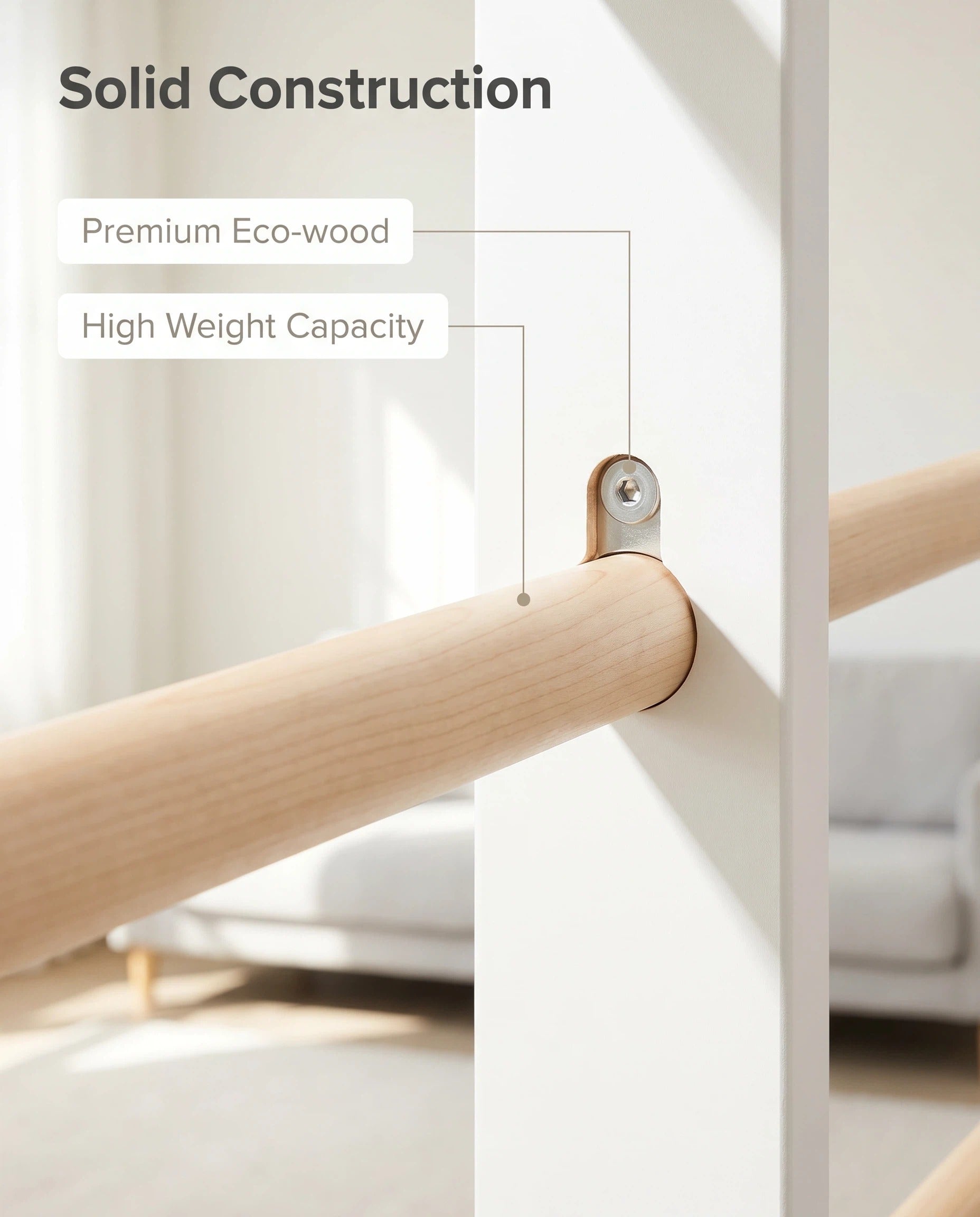 Wall Mounted Wooden Stall Bars Gym with Gym Rings & Foldable Exercise Mat