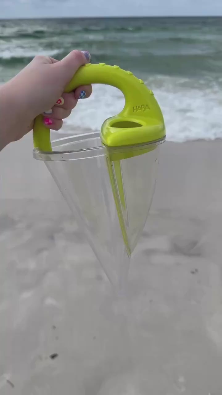 New arrival sand funnel toy with practical anti-spill function. Ideal for beach, garden and outdoor activities. Safe and solid construction, great entertainment for kids of all ages. Must-have summer beach toy for your family!